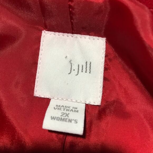 NWT J Jill perfect red 2X high neck pea coat zipper snap closure soft comfy - Picture 3 of 10
